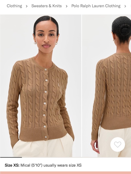 Polo Ralph Lauren Sweaters - Polo Ralph Lauren Cotton Cable Long Sleeve Cardigan - Vintage Khaki - Small